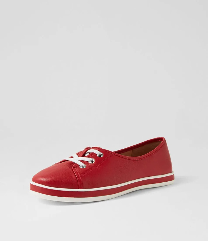 Augusts Dark Red Leather Sneakers 2