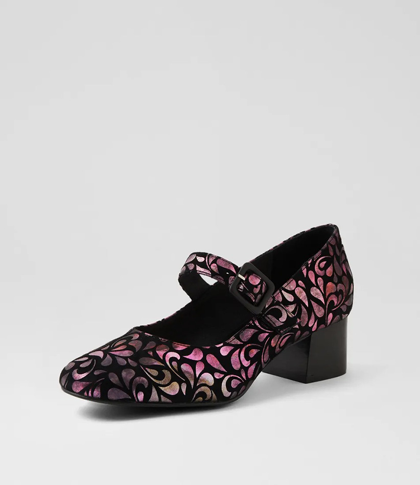 NIZOWI Rose Petal Suede Mary Jane Heels 2